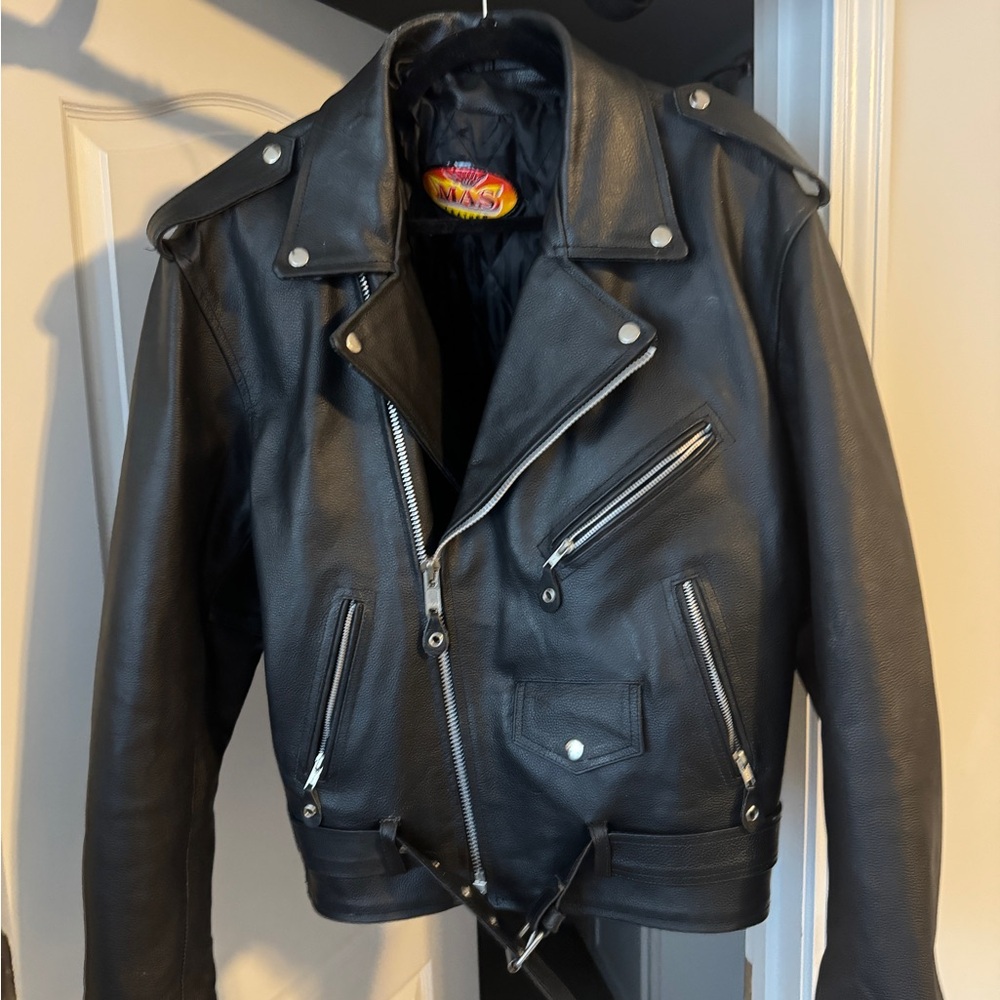 Leather motorcycle jacket